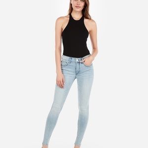 Express Mid Rise Denim Perfect Light Wash Leggings